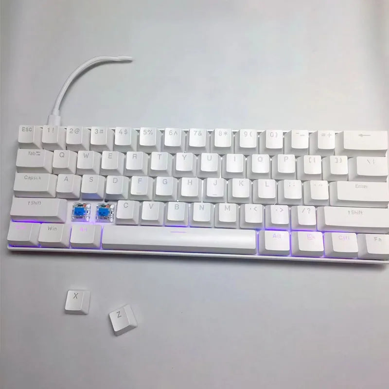Spanish wired mechanical keyboard  mini computer white 60% with ñ  gamer keyboards gaming backlit 61 keys pc teclado branco