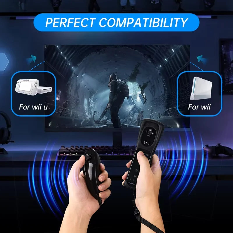 For Nintendo Wii Control Joystick 2 in 1 Wireless Remote Gamepad Controller Set Motion Plus with Silicone Case For Nintendo Wii