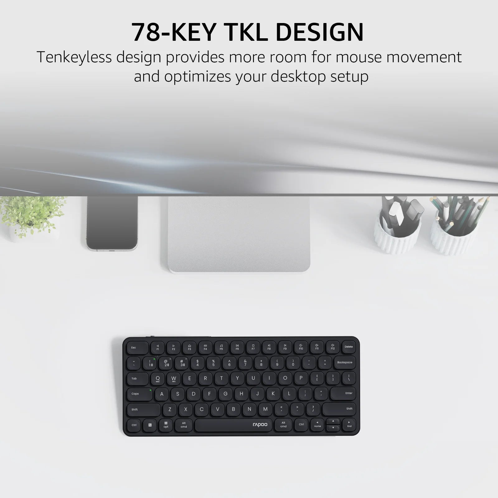 Rapoo E9050L / E9350L / E9550L  Multi-Device Wireless Keyboard  Blade-Series 78 /  99 / 110 Key Ultra-Thin Keyboard 2.4G / Bluetooth Support 4 Devices Low-Profile Al-Alloy Frame Quiet Typing Rechargeable Compatiable for Windo